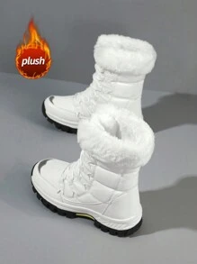 Women Snow Boots With Plush Lining, Waterproof, Lightweight, Outdoor Ankle Boots With Non-Slip Sole, Warm Winter Boots For Ladies