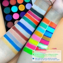 VERONNI 22 màu sơn mặt tan trong nước trang điểm Halloween, bảng màu sơn đèn UV Neon đen, bảng màu sơn mặt chuyên nghiệp cho trang điểm chú hề SFX Halloween - Nhiều màu - Xem 7