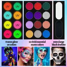 VERONNI 22 màu sơn mặt tan trong nước trang điểm Halloween, bảng màu sơn đèn UV Neon đen, bảng màu sơn mặt chuyên nghiệp cho trang điểm chú hề SFX Halloween - Nhiều màu - Xem 4