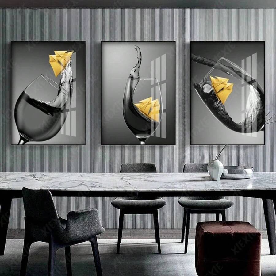 1pc Red Wine And Wine Glass Restaurant Canvas Painting Wall Art