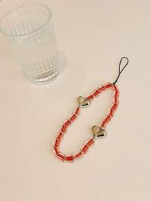 1 件水晶心形立方体手机壳挂绳，迪斯科舞蹈风格，复古魅力钱包包背包汽车挂饰，适合女性和女孩，送给朋友、亲戚、恋人的礼物 - 紅色 - 查看 5