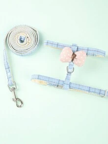 1 chiếc nơ và dây xích - Dây nịt thú cưng bằng polyester chống thoát hiểm thoải mái, thích hợp cho mèo đi dạo, thiết kế áo vest năng động dễ điều khiển với vòng chữ D, không siết cổ, chỉ giặt tay - Nhiều màu - Xem 13