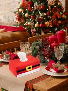 2 件/套圣诞纸巾盒套长方形圣诞老人腰带纸巾架纸巾架圣诞主题汽车纸巾盒适用于汽车、客厅、厨房、圣诞冬季派对装饰 - 彩色 - 查看 2