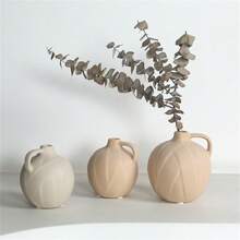 1 chiếc bình gốm tròn phong cách Wabi-Sabi, đồ trang trí nhà cửa, bình cắm hoa cho phòng khách hoặc bàn ăn - Nhiều màu - Xem 1