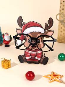 1个创意圣诞太阳镜架，可爱圣诞老人和驯鹿可拆卸木质眼镜展示架，动物造型眼镜收纳架，梳妆台眼镜架 - 聖誕節款 - 查看 6