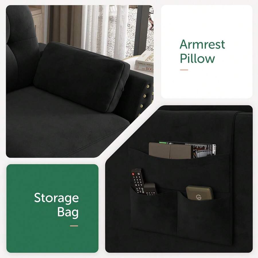 Velvet Convertible Sectional Sofa L Shaped Couch With Storage Ottoman