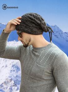 1 件装男士多用途针织帽，带围巾，保暖内衬，适合秋冬季