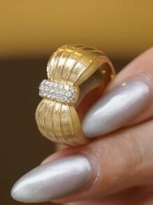 1pc 18K Gold Plated Thick Bread Knot Ring, Vintage S925 Sterling Silver Matte Textured Ring Design, Suitable For Women Everyday Wear