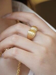 1pc 18K Gold Plated Thick Bread Knot Ring, Vintage S925 Sterling Silver Matte Textured Ring Design, Suitable For Women Everyday Wear