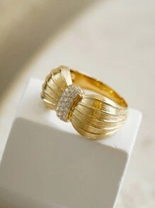 1pc 18K Gold Plated Thick Bread Knot Ring, Vintage S925 Sterling Silver Matte Textured Ring Design, Suitable For Women Everyday Wear