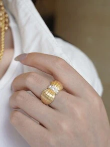 1pc 18K Gold Plated Thick Bread Knot Ring, Vintage S925 Sterling Silver Matte Textured Ring Design, Suitable For Women Everyday Wear