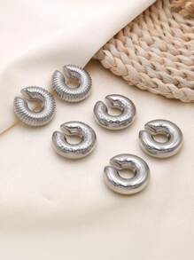 4 Pcs Chunky Ear Cuffs Non Piercing For Women, Golden C-Shaped Clip On Cartilage Hoop Earrings Jewelry Gifts - Ear Clip - View 7