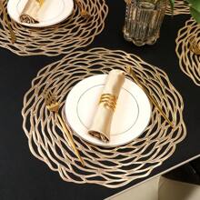 1pc/2pcs/4pcs/6pcs/8pcs Perforated Rose Gold Foil PVC Heat Insulation Non-Slip Mat, For Hotel & Restaurant Decor - Hollow Rose Placemat - View 10