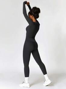 MASKERT "2-Piece Set"Women's Sports Suit, Sports Running Suit, Yoga Suit, Home Casual Suit, Skin Friendly And Comfortable - 黑色 - 查看 4