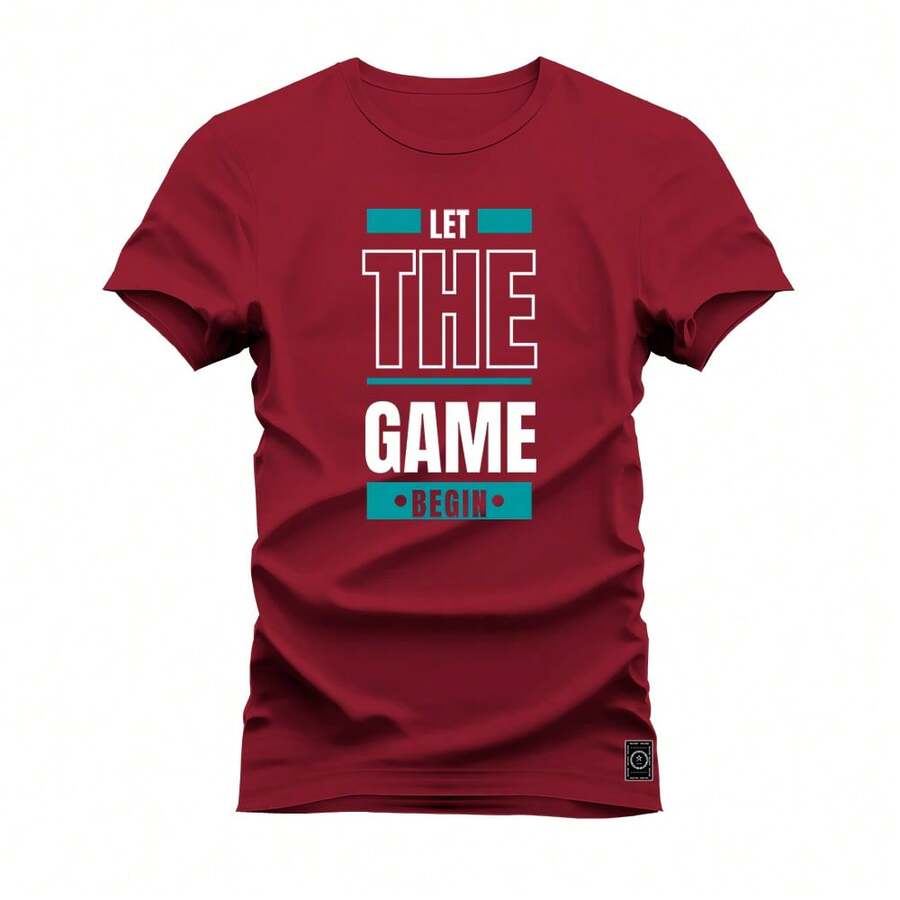T-Shirt Unisex Printed Cotton Shirt Let The - 紫紅色 - 查看 1