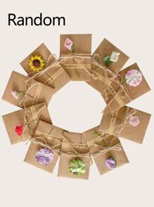 20 piezas surtidas de tarjetas de felicitación de flores hechas a mano de papel kraft retro, adecuadas para el Día de San Valentín, el Día de la Madre, cumpleaños - Multicolor - Ver 5