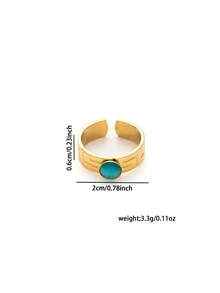 1 chiếc nhẫn mạ vàng thép không gỉ cổ điển dành cho phụ nữ, thích hợp cho cuộc sống hàng ngày, tiệc tùng và đi chơi - nhẫn - Xem 9