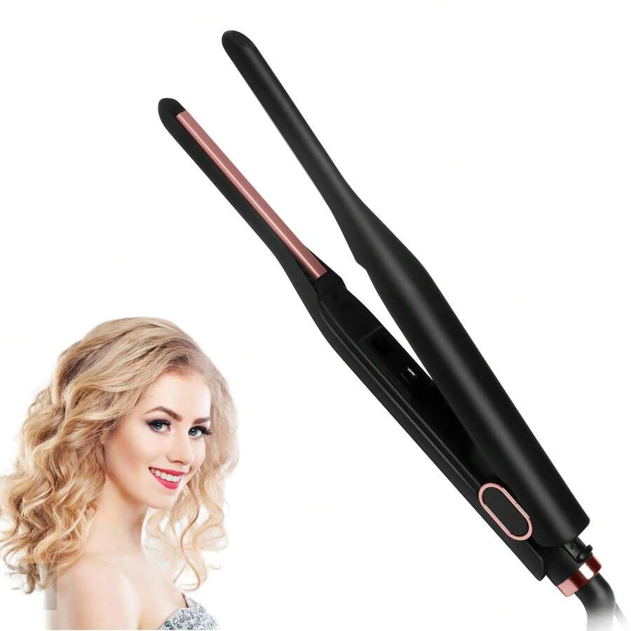 Máy duỗi tóc mini phiên bản hẹp dành cho tóc ngắn, Quà tặng cho mẹ/ngày lễ tình nhân/bạn trai, Phong cách dễ thương màu hồng - Phích cắm loại C của EU (220-240V) - Xem 1