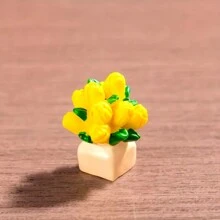 1 pieza Conjunto de figuras en miniatura de macetas de flores, arreglos florales de resina elaborados, versátiles para exhibición en interiores, decoración de jardín y mesa, sin electricidad necesaria - flores surtidas en varias macetas, excelente regalo