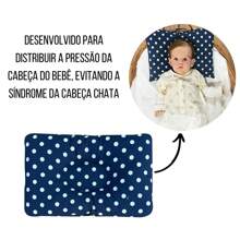 Anatomical Pillow With Flat Head And Printed For Baby Girls And Boys - Navy Polka Dot - View 9