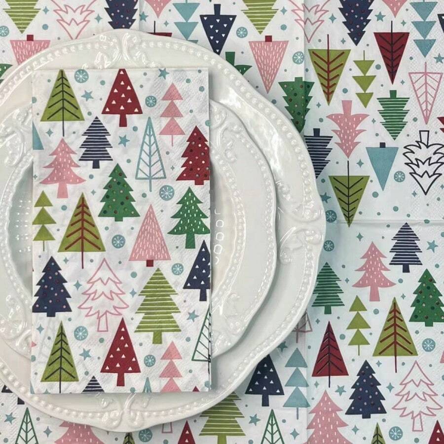 20 Stück dicke Weihnachtsservietten, farbenfrohe Weihnachts-Party-Dekorservietten, Dekorservietten, Restaurant Dessertladen Zuhause Party Zubehör, Weihnachtsservietten, Weihnachts-Cocktailservietten, Party-Dekoration