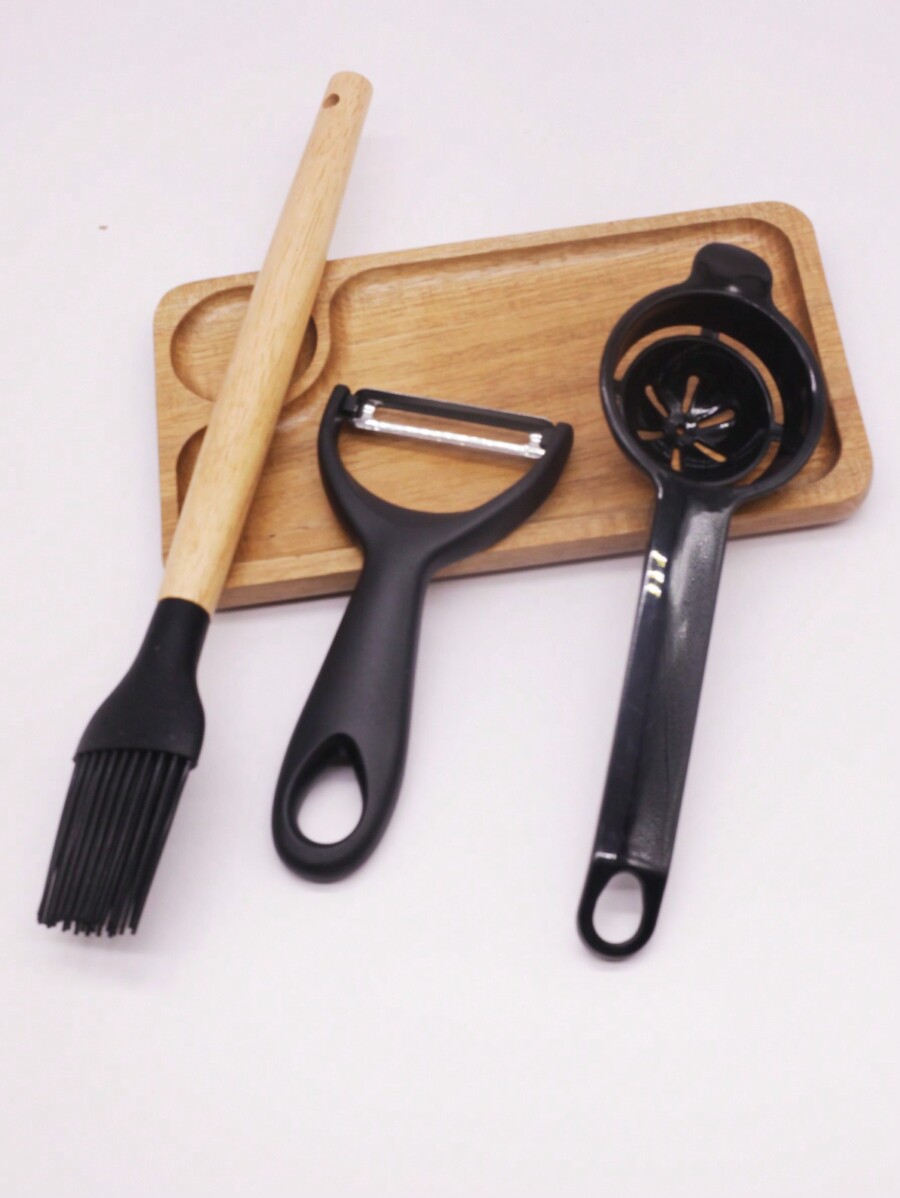 12pcs Silicone Cooking Utensils Set With Wood Handle And Storage Bucket