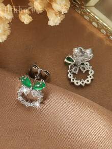 Hihho 1 Cặp bông tai vòng bướm đính đá Rhinestone, Quà tặng phụ kiện tiệc lấp lánh cho phụ nữ - Bạc - Xem 4