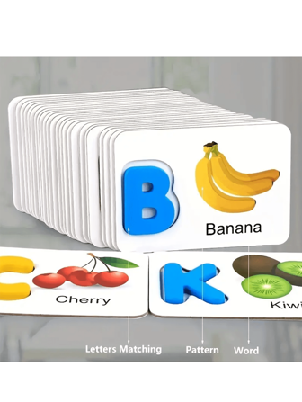 Christmas Decoration 1 Box ABC Alphabet Flash Cards For Toddlers 3+ Years Old, Montessori Educational Language Learning Toys, Preschool Activities Wooden Letters Puzzle GameSchool, Student,Stationery,School Supplies,Flash Cards,Abc,Montessori