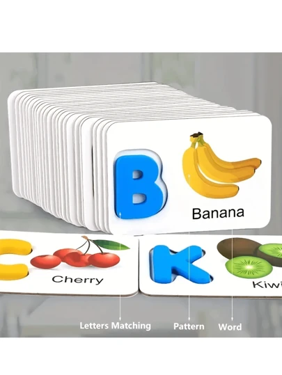 Christmas Decoration 1 Box ABC Alphabet Flash Cards For Toddlers 3+ Years Old, Montessori Educational Language Learning Toys, Preschool Activities Wooden Letters Puzzle GameSchool, Student,Stationery,School Supplies,Flash Cards,Abc,Montessori