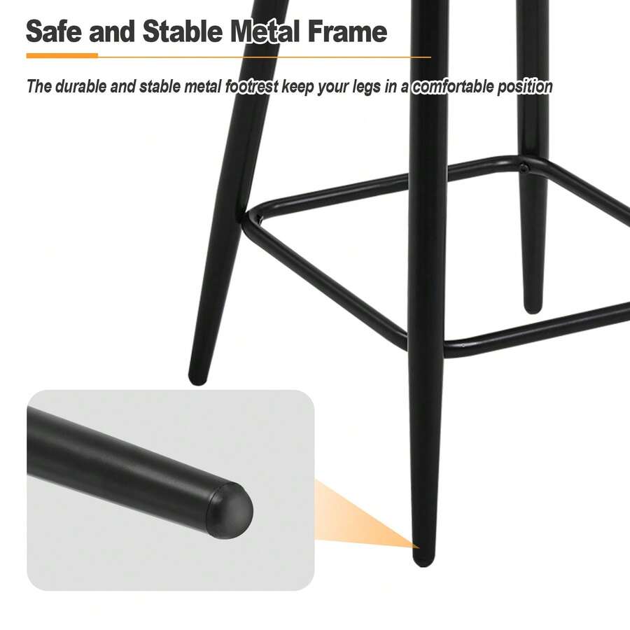 CLIPOP Faux Leather Bar Stools Set Of 2 Breakfast Dining Chairs With