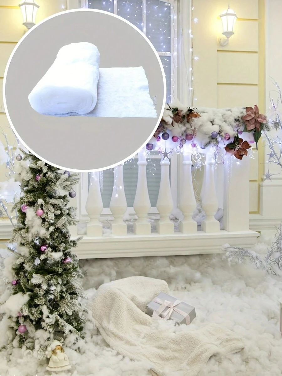 1 pieza Rollo grande de nieve artificial, decoración de árbol, mantel de fiesta, decoración de mesa, fondo blanco para fotos, manta suave y esponjosa, alfombra de nieve falsa para vacaciones, mejor regalo de invierno, decoraciones de cumpleaños y Navidad, decoración de habitación