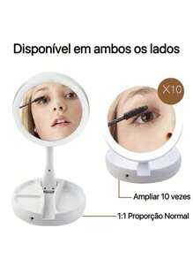 Led Table Mirror With 10x Magnification Led Light Foldable For Makeup Ready For Delivery - trắng - Xem 2