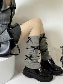 1/2 双女式蝴蝶针织腿套，中长腿套，洛丽塔女学生风格，适合秋冬季、万圣节、圣诞节服装 - 蝴蝶襪套 - 查看 4