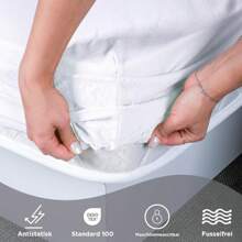 Nordqueen Fitted Sheet, 100% Cotton, Fitted Sheet, Jersey Sheet, Suitable For Mattresses Up To 25 Cm High, Made In Turkey. - trắng - Xem 2