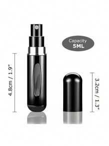 1/5/10 件装可再填充香水瓶 5 毫升喷雾器，优雅迷你便携式铝制香水喷雾器 - 黑色 - 查看 6