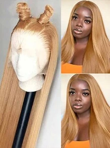 30inch Honey Blonde Wig Human Hair 13x6 Straight 24Inch Honey Blonde HD Lace Front Human Hair Wig 180% Density Colored Wigs Human Hair 27# Glueless Lace Frontal Wigs - S27 - 查看 3