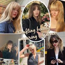 Clip In Fringe French 360°Bangs Hair Fringe In Clip Extensions Hair Extensions Clip In Fringe Bangs Hair Pieces Adding Extra Hair Volume For Women - Gold Blonde - View 6