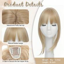 Clip In Fringe French 360°Bangs Hair Fringe In Clip Extensions Hair Extensions Clip In Fringe Bangs Hair Pieces Adding Extra Hair Volume For Women - Gold Blonde - View 4