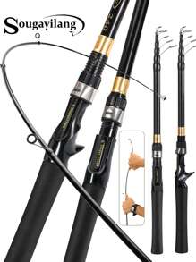 SOUGAYILANG New Carbon-Fiber Telescopic Fishing Rod 1.8M/2.1M/2.4M Spinning/Casting Fishing Rod With EVA Handle Ultralight Fishing Rod For Freshwater Fishing