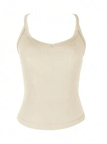 Women's Fashion Casual Sexy Solid V Neck Tight Fitting Slim Tank Top