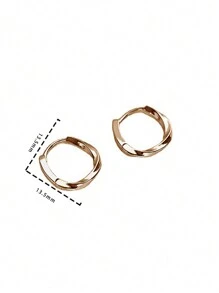 Nooxian 2 件女式扭纹环状耳环，适合日常和假日佩戴 - 玫瑰金 - 查看 3