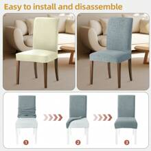 CYCMACO Chair Covers With Backrest 4/6 Pieces, Kitchen Chair Covers, Stretch Chair Cover, Universal Dining Room Chair Covers, Washable Removable, Easy To Clean - 霧霾藍 - 查看 6