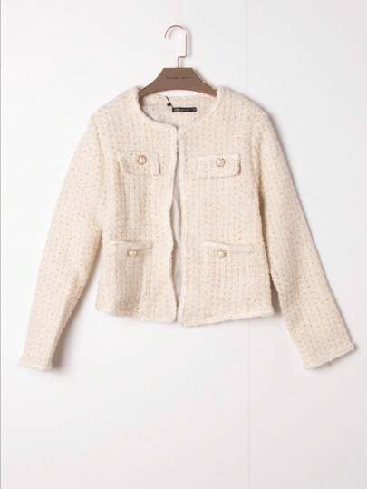 Damen Vintage dicke Tweed Jacke, Langarm Herbst/Winter Neue Mode