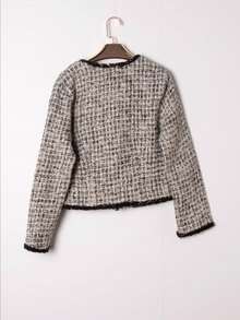 Vintage Jacke aus grober Wolle mit Langarm, elegant und raffiniert, Neuankömmling für Herbst/Winter - Schwarz - Übersicht 2