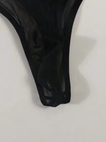 Men's Sheer Mesh Underwear With Seductive Graphic Print, Lightweight & Breathable Thongs