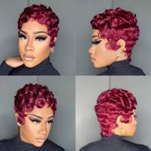 Pixie Cut Wigs For Women Human Hair Short Human Hair Pixie Cut Wig None Lace Front Wig 150% Density Short Straight Pixie Cut Layered Wigs With Bangs 99J Color