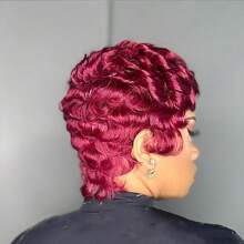Pixie Cut Wigs For Women Human Hair Short Human Hair Pixie Cut Wig None Lace Front Wig 150% Density Short Straight Pixie Cut Layered Wigs With Bangs 99J Color
