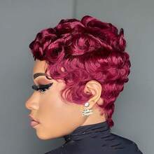Pixie Cut Wigs For Women Human Hair Short Human Hair Pixie Cut Wig None Lace Front Wig 150% Density Short Straight Pixie Cut Layered Wigs With Bangs 99J Color