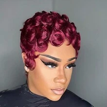Pixie Cut Wigs For Women Human Hair Short Human Hair Pixie Cut Wig None Lace Front Wig 150% Density Short Straight Pixie Cut Layered Wigs With Bangs 99J Color