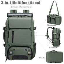 1pc Multifunctional Large Capacity Backpacks For Women's, Multi-Purpose Hiking Bags, Outdoor Camping Backpacks With Shoe Compartment And USB Charging Port, Business Laptop Backpacks, Men's And Women's Gifts, School Backpack - 軍綠色 - 查看 3